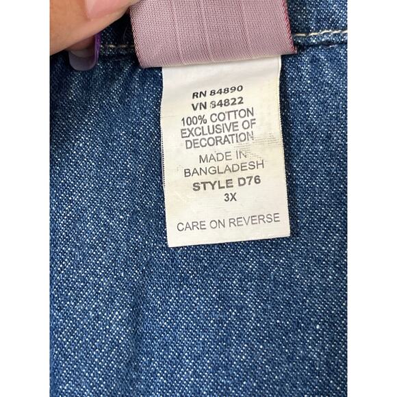 VTG Tudor Court Women's Denim Embroidered Floral Lagenlook Western Jacket 3X - Picture 8 of 12